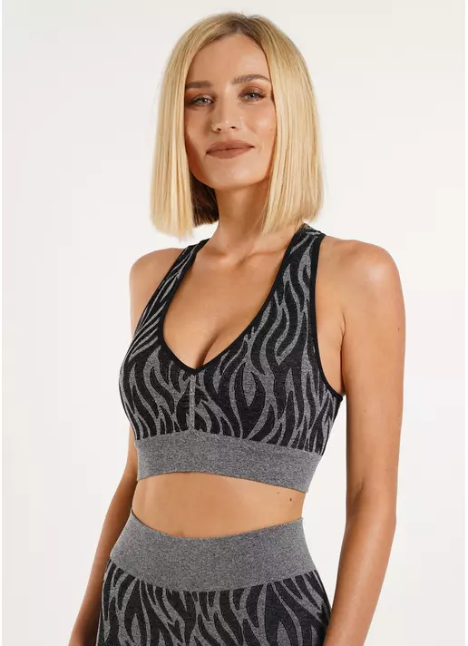 Спортивный топ с тигровым принтом TOP ANIMAL MELANGE 01 nero (черный)