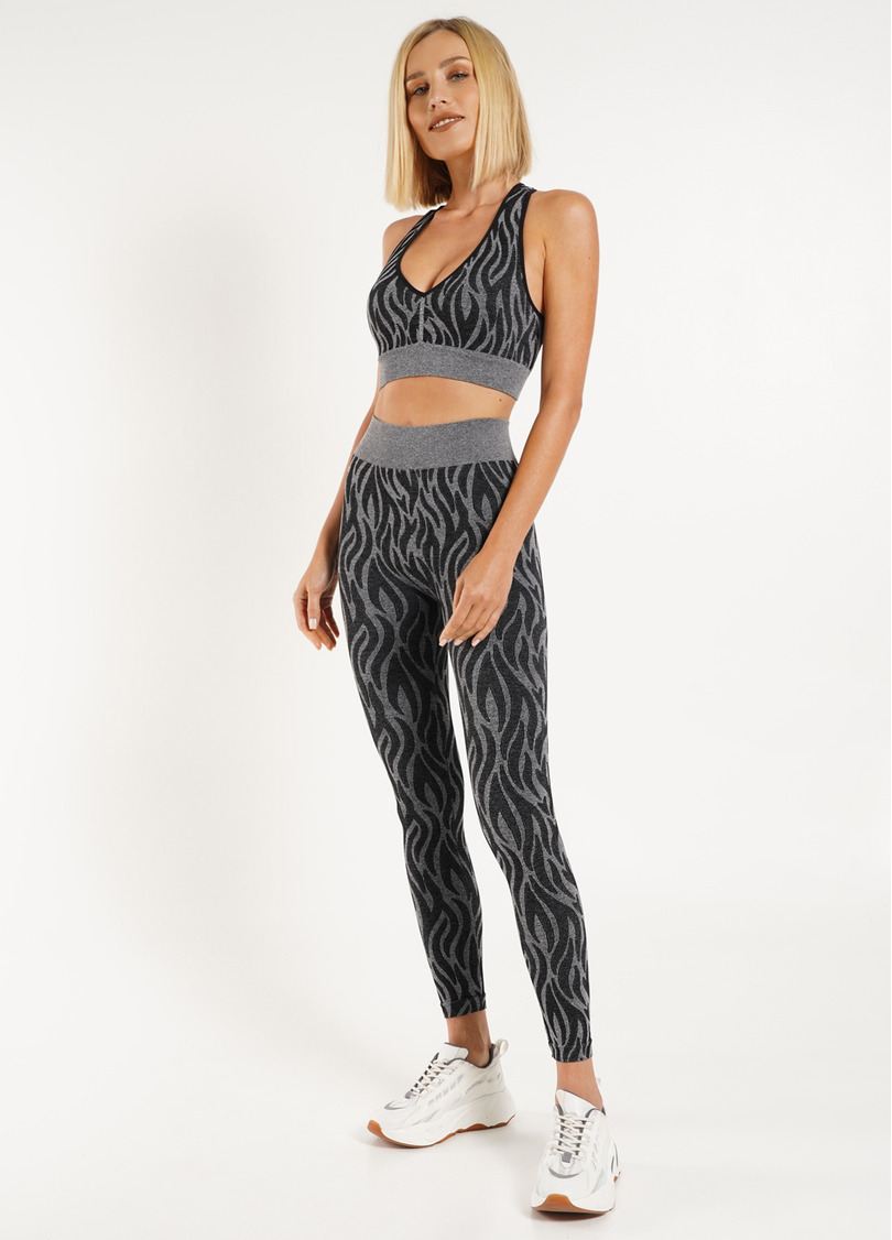 Спортивный топ с тигровым принтом TOP ANIMAL MELANGE 01 nero (черный)