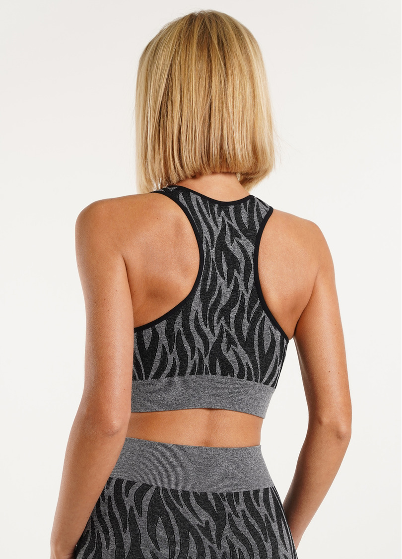 Спортивный топ с тигровым принтом TOP ANIMAL MELANGE 01 nero (черный)