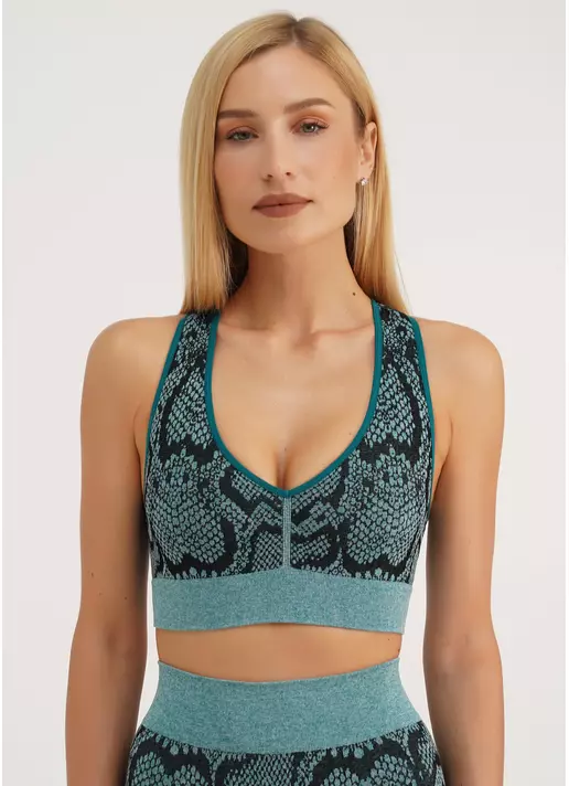 Спортивный топ со змеиным принтом TOP ANIMAL MELANGE 02 harbor blue (голубой)