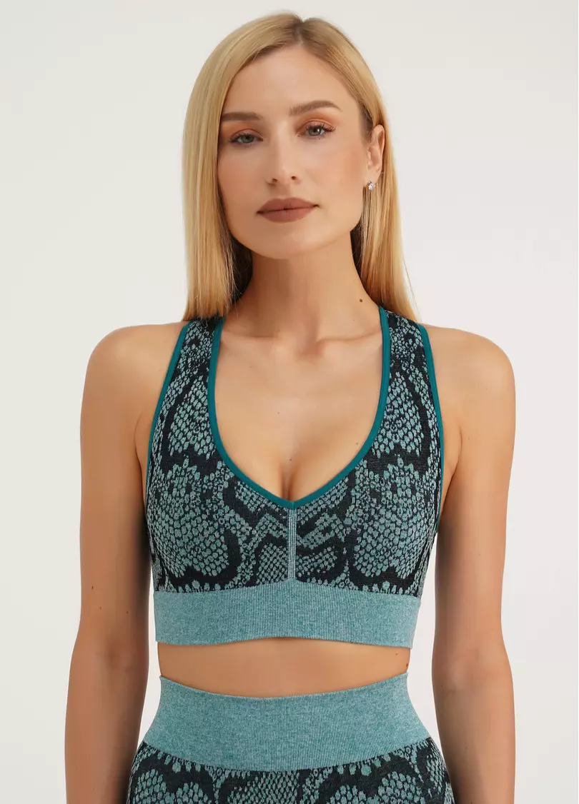 Спортивний топ зі зміїним принтом TOP ANIMAL MELANGE 02 harbor blue (блакитний)