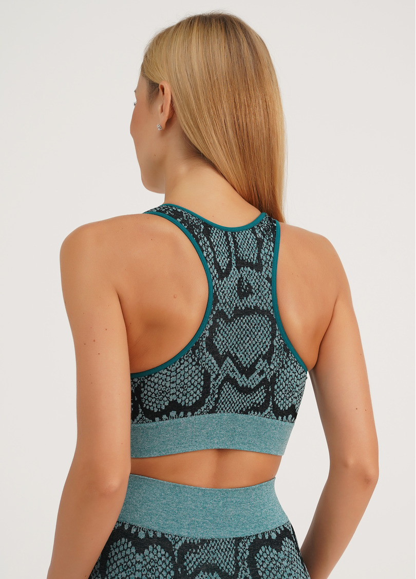 Спортивный топ со змеиным принтом TOP ANIMAL MELANGE 02 harbor blue (голубой)