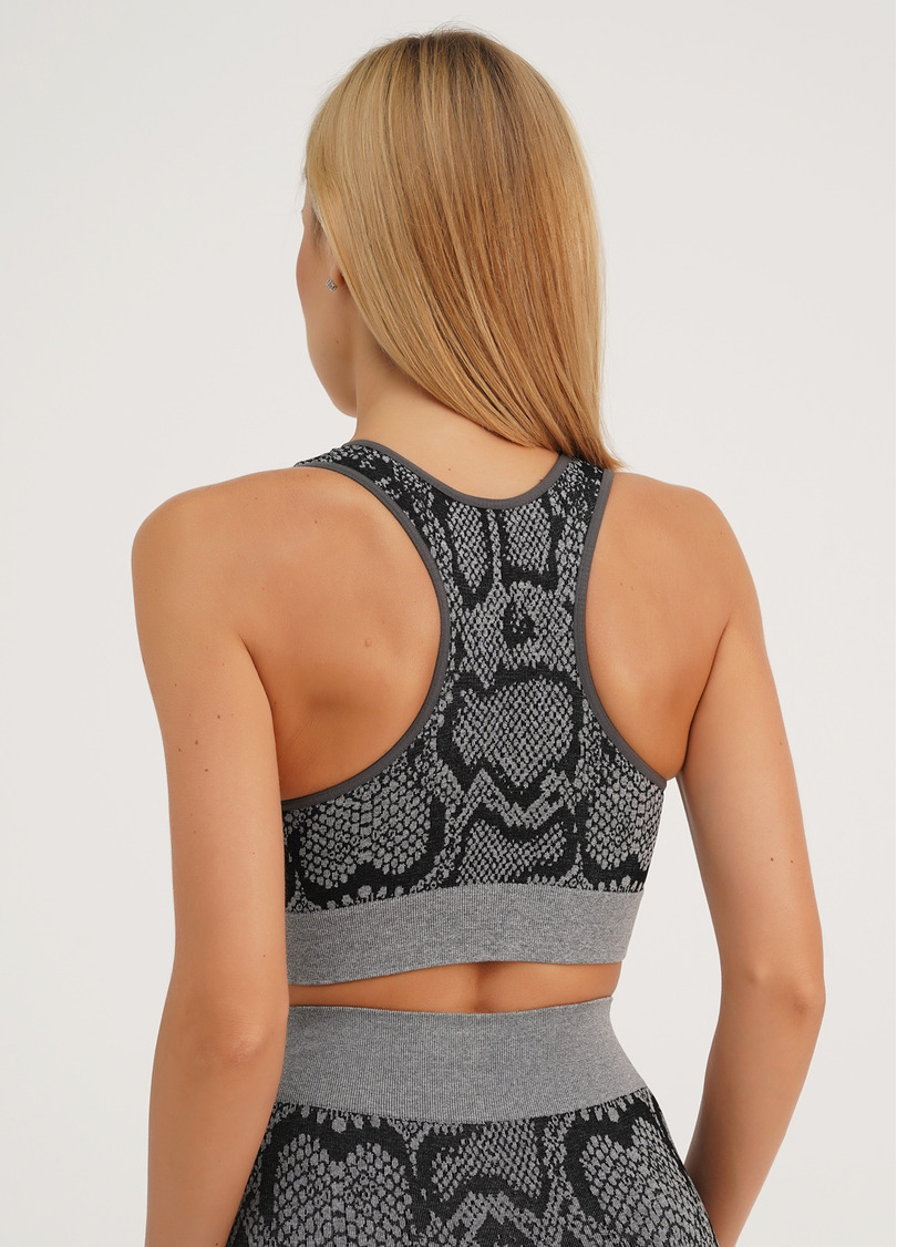 Спортивный топ со змеиным принтом TOP ANIMAL MELANGE 02 poppy seed (серый)