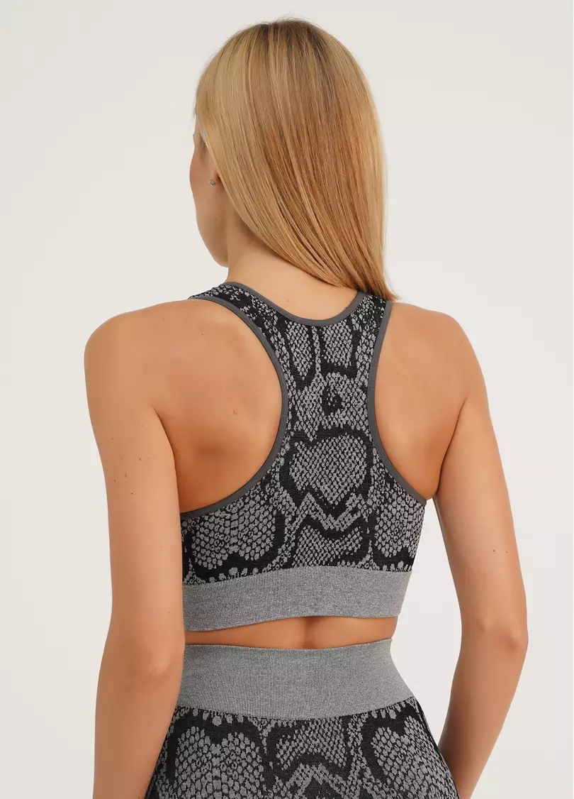 Спортивний топ зі зміїним принтом TOP ANIMAL MELANGE 02 poppy seed (сірий)