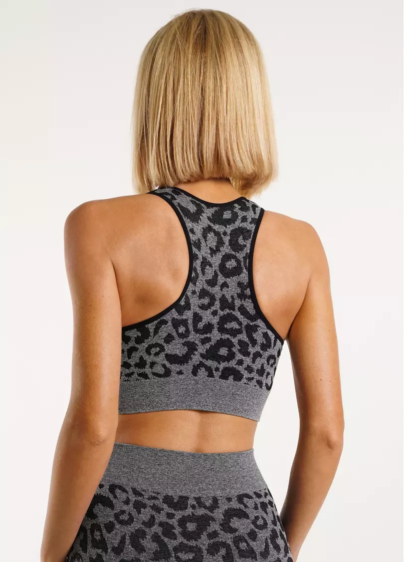 Спортивный топ с леопардовым принтом TOP ANIMAL MELANGE 03 black (черный)