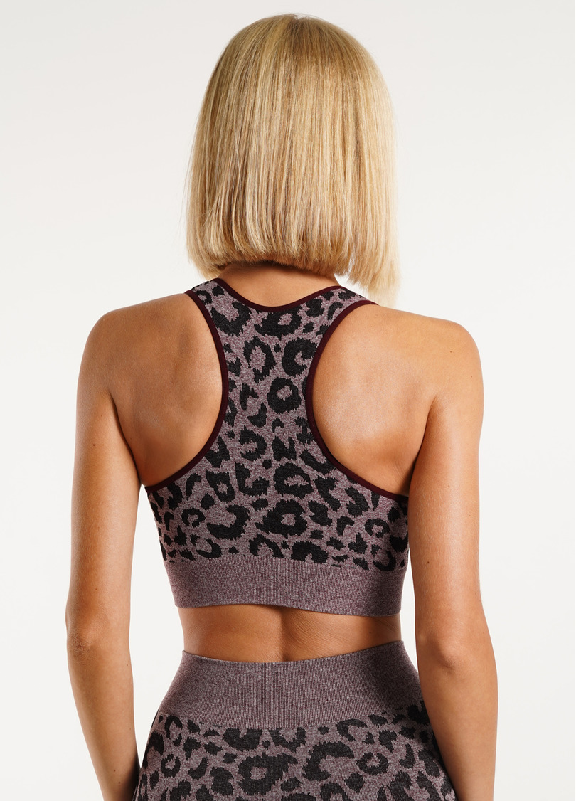 Спортивний топ з леопардовим принтом TOP ANIMAL MELANGE 03 marsala (бордовий)