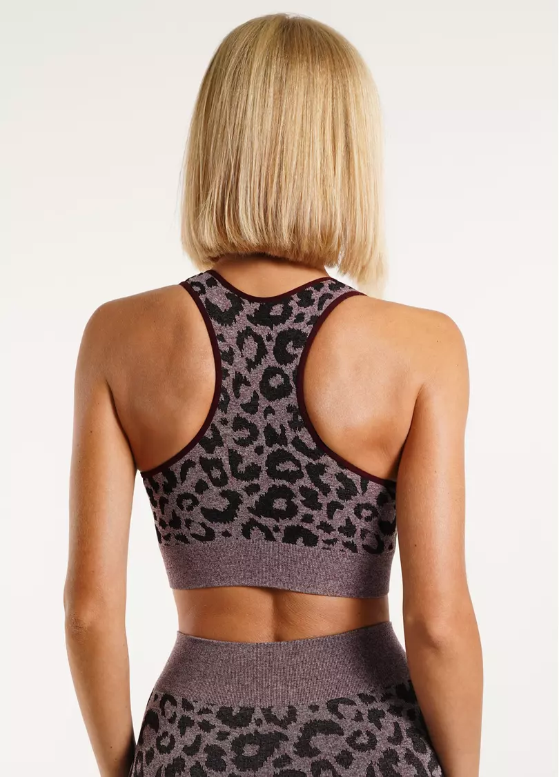 Спортивний топ з леопардовим принтом TOP ANIMAL MELANGE 03 marsala (бордовий)