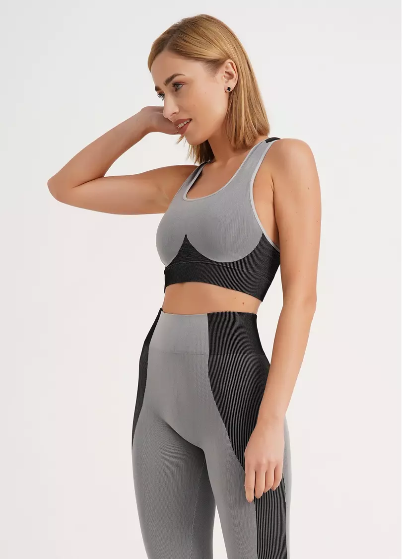 Спортивный топ TOP COLOR BLOCK ultimate grey (серый)