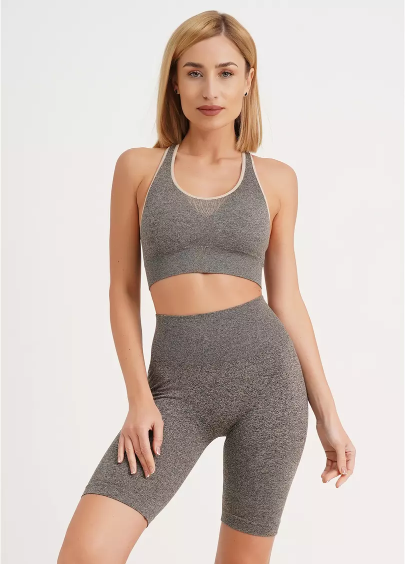 Топ спортивний на широких бретелях TOP ENERGY MELANGE naturale (бежевий)