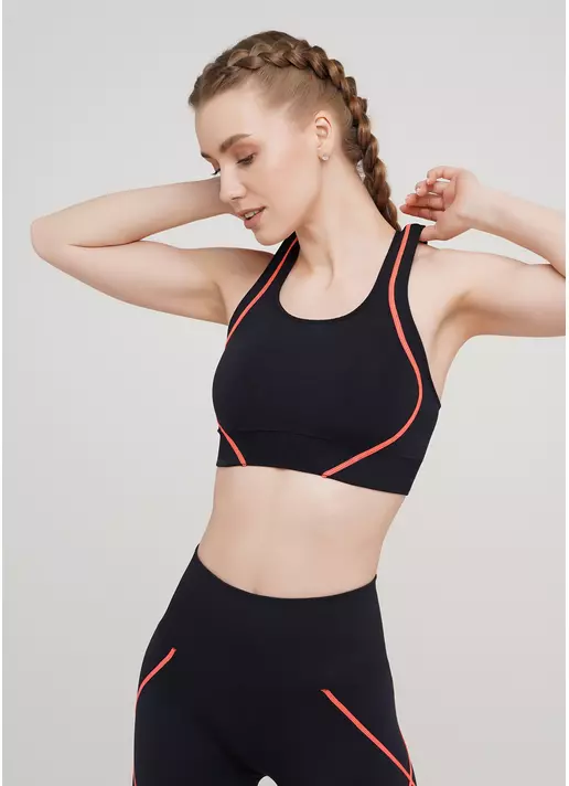 Спортивный топ TOP NEON STRIPE (черный/оранжевый)