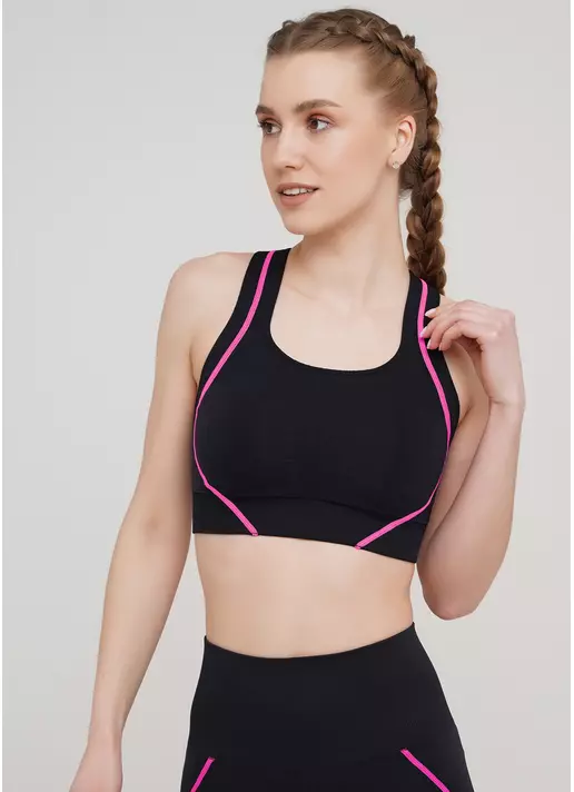 Спортивный топ TOP NEON STRIPE (черный/розовый)