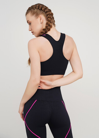 Спортивный топ TOP NEON STRIPE (черный/розовый)