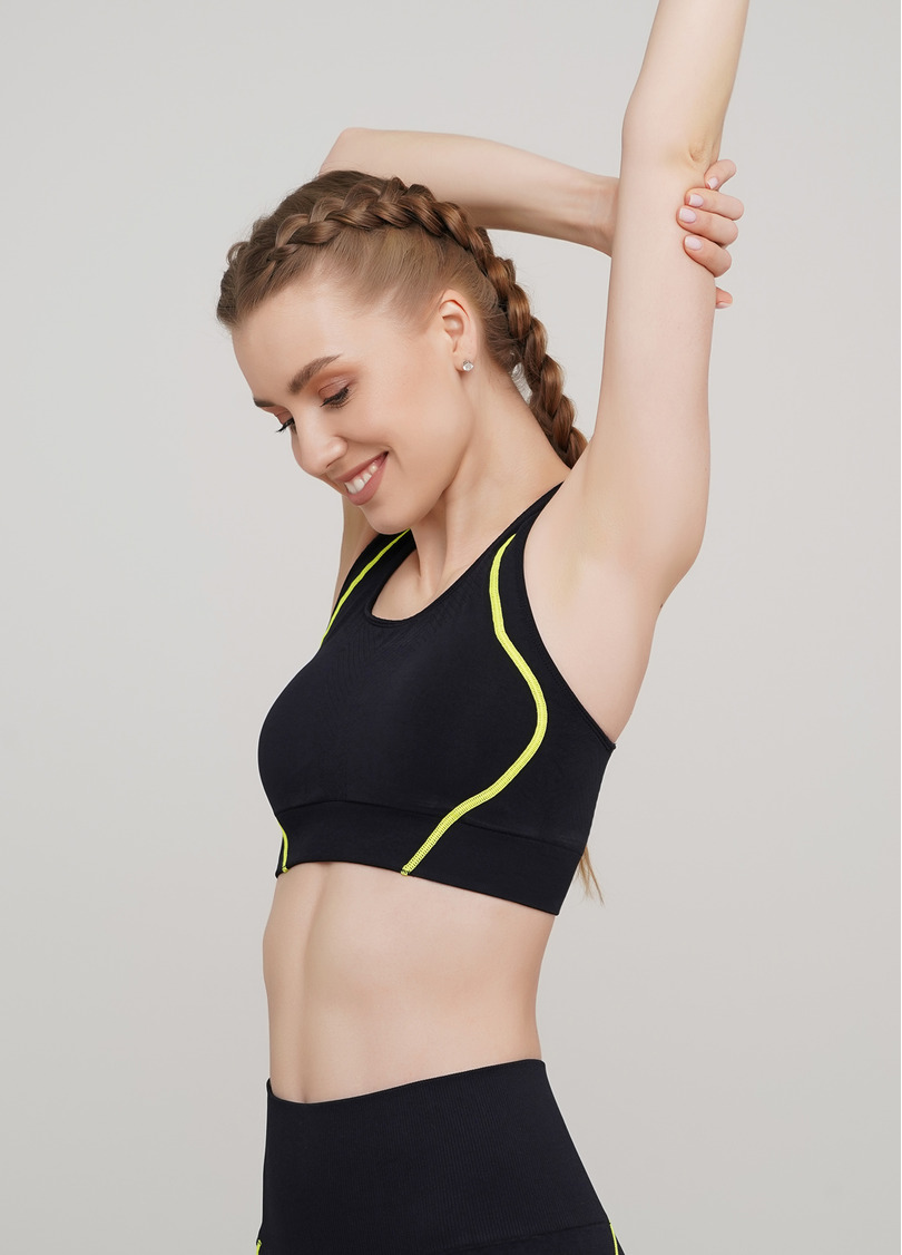 Спортивный топ TOP NEON STRIPE (черный/желтый)