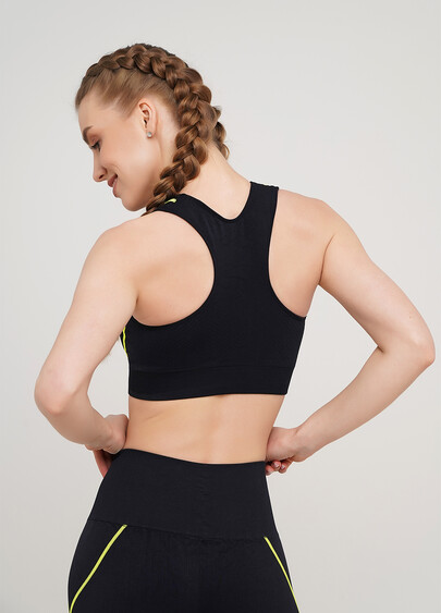 Спортивный топ TOP NEON STRIPE (черный/желтый)