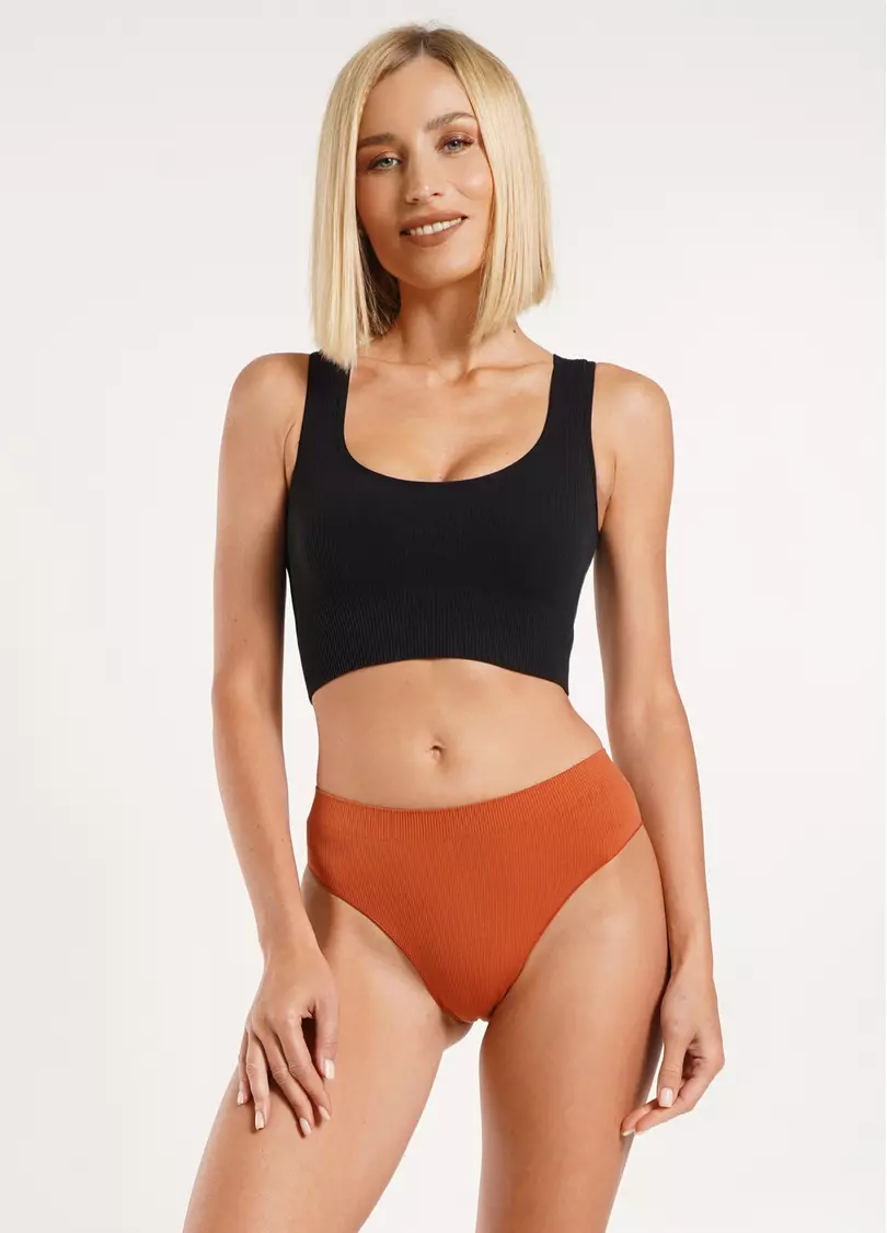 Топ в рубчик на широких бретелях TOP RIB black (черный)