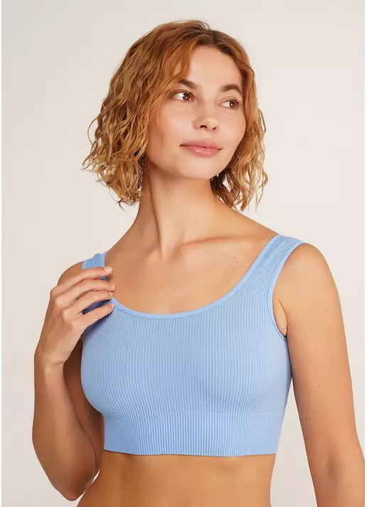 Топ в рубчик на широких бретелях TOP RIB lacecap hydrangea (голубой)