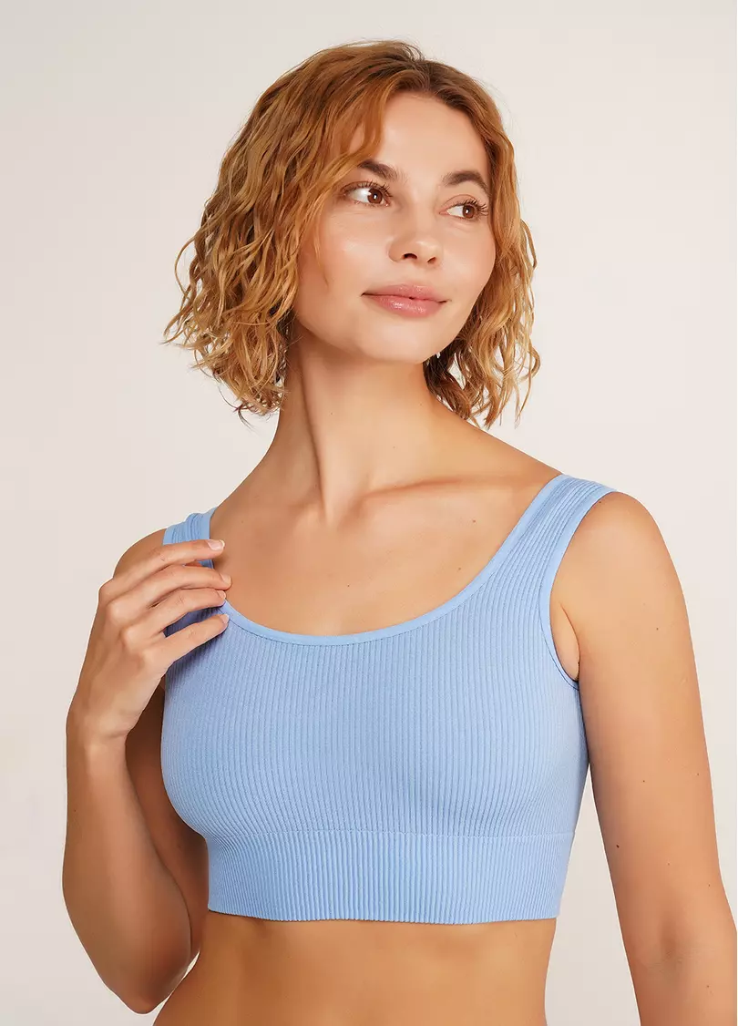 Топ в рубчик на широких бретелях TOP RIB lacecap hydrangea (блакитний)