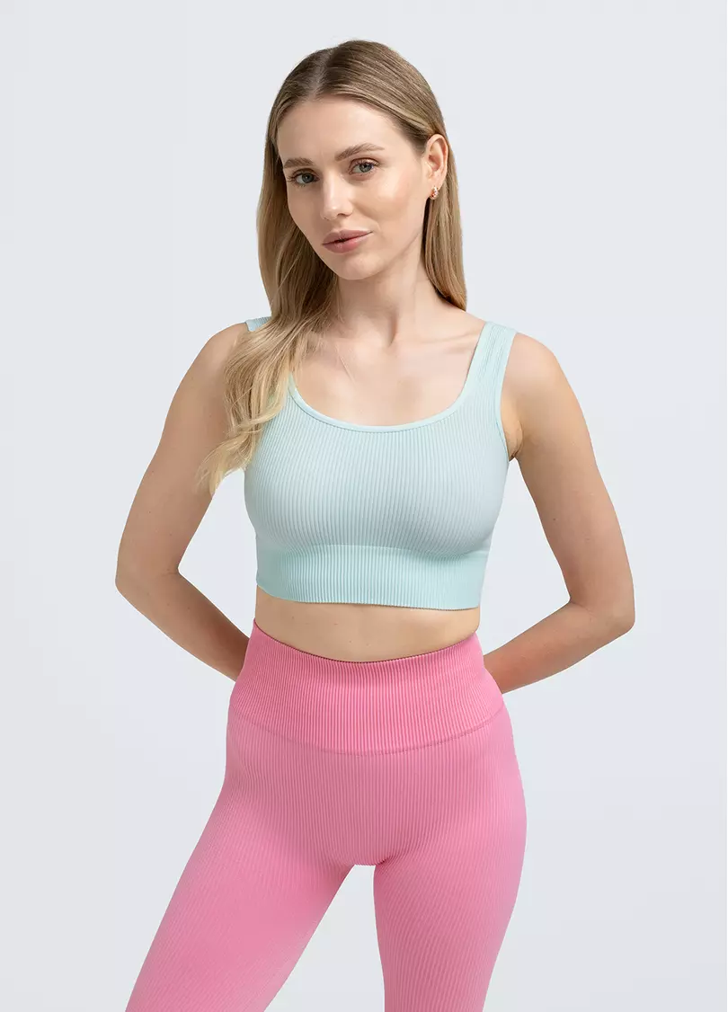 Топ в рубчик на широких бретелях TOP RIB mint (зелений)