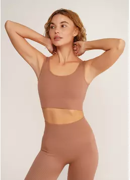 Топ в рубчик на широких бретелях TOP RIB mokko (коричневий)