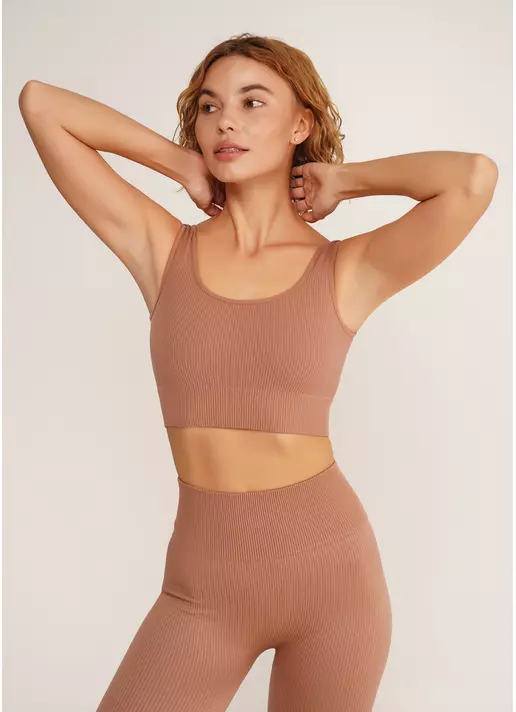 Топ в рубчик на широких бретелях TOP RIB mokko (коричневый)