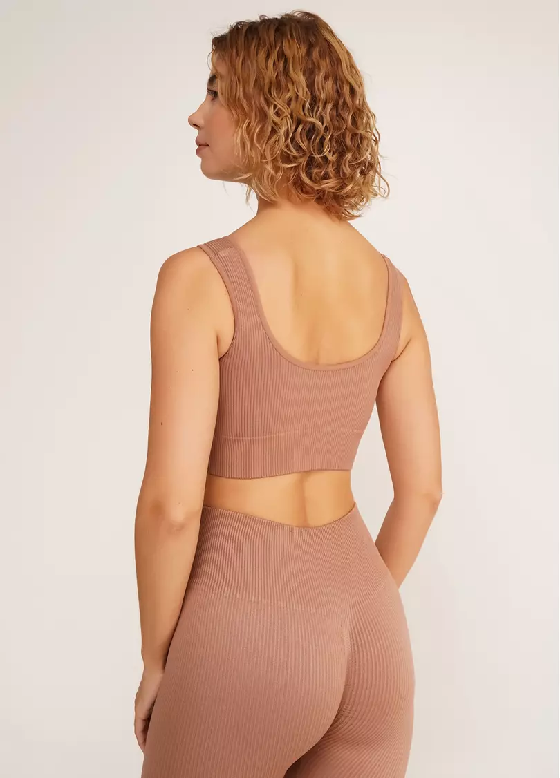 Топ в рубчик на широких бретелях TOP RIB mokko (коричневий)