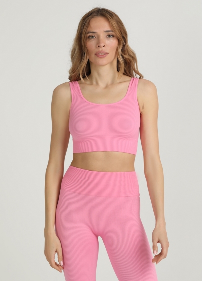 Топ в рубчик на широких бретелях TOP RIB rosa pink (рожевий)