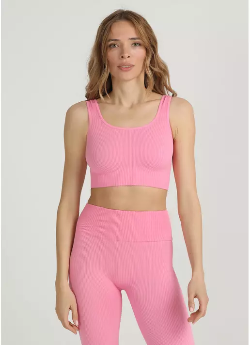 Топ в рубчик на широких бретелях TOP RIB rosa pink (розовый)