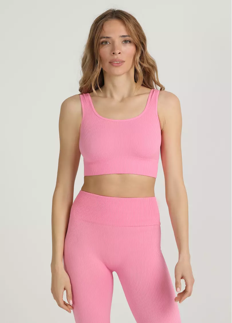 Топ в рубчик на широких бретелях TOP RIB rosa pink (розовый)