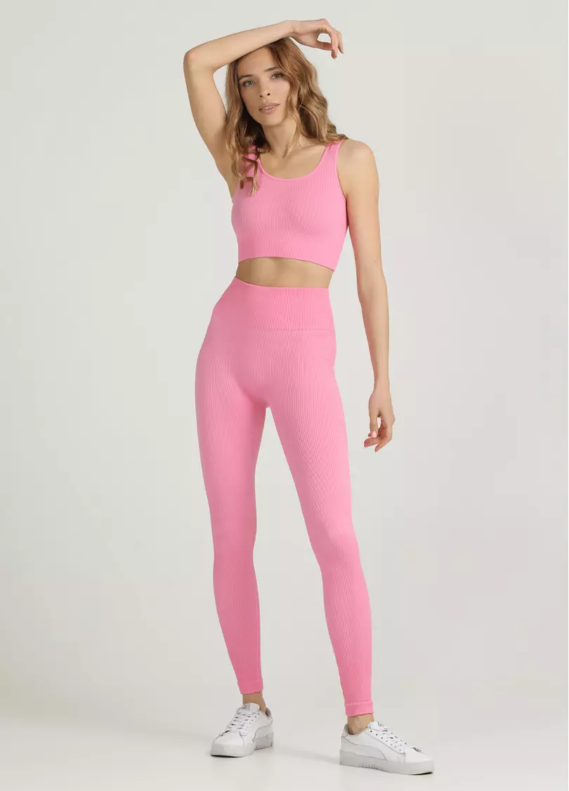 Топ в рубчик на широких бретелях TOP RIB rosa pink (розовый)