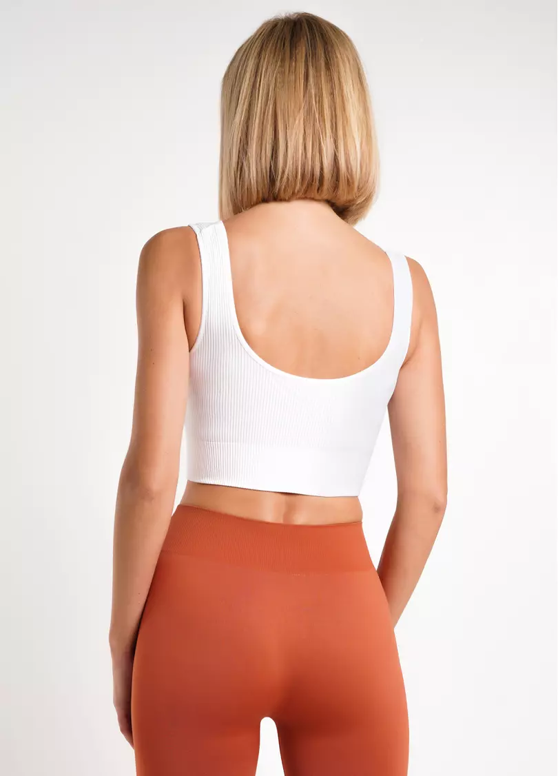 Топ в рубчик на широких бретелях TOP RIB white (белый)