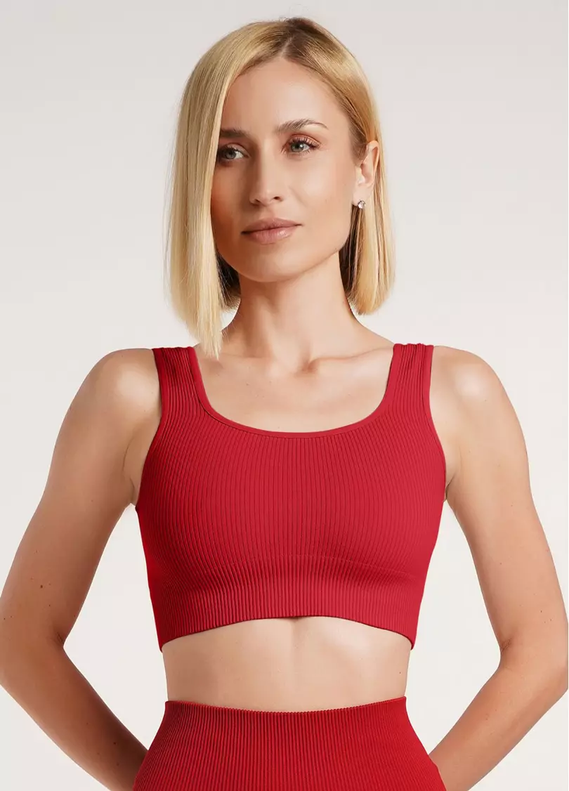 Топ в рубчик на широких бретелях TOP RIB winery (червоний)
