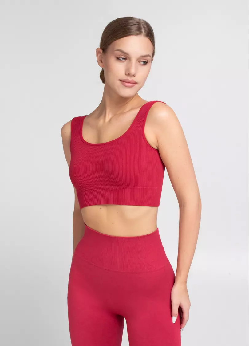 Топ в рубчик на широких бретелях TOP RIB winterberry (красный)