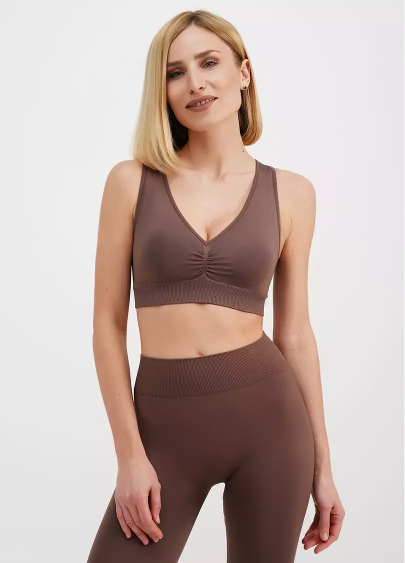 Безшовний топ з ефектом пуш-ап TOP SHAPE deep taupe (коричневий)