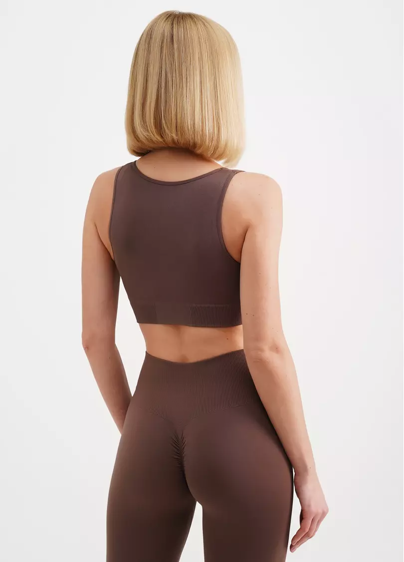 Безшовний топ з ефектом пуш-ап TOP SHAPE deep taupe (коричневий)