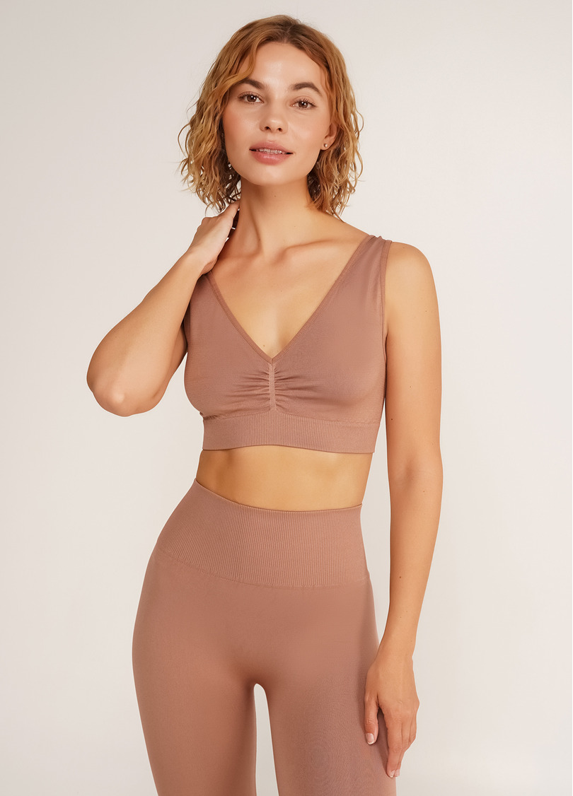 Бесшовный топ с эффектом пуш-ап TOP SHAPE mokko (коричневый)