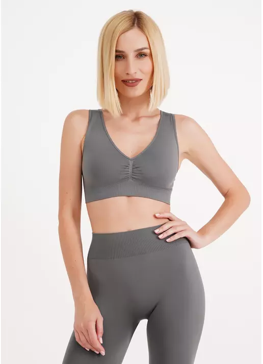 Безшовний топ з ефектом пуш-ап TOP SHAPE poppy seed (сірий)