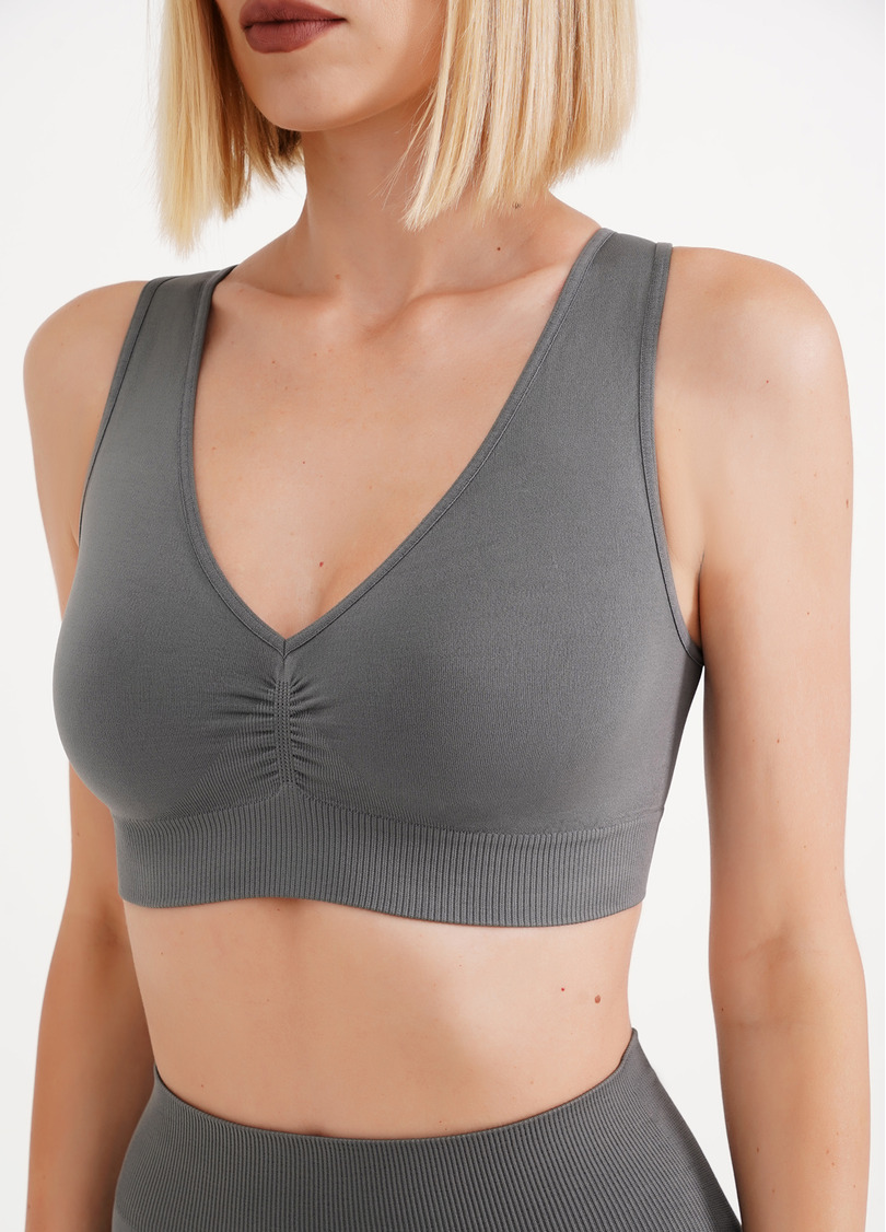 Бесшовный топ с эффектом пуш-ап TOP SHAPE poppy seed (серый)
