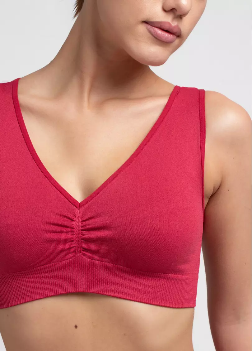Безшовний топ з ефектом пуш-ап TOP SHAPE winterberry (червоний)