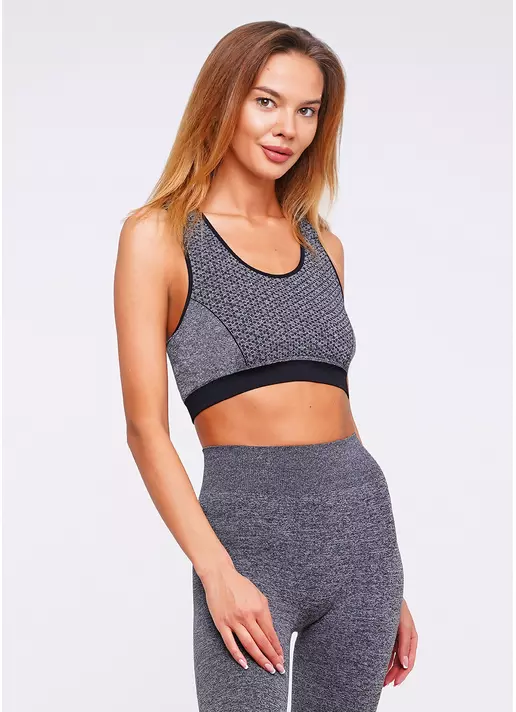 Спортивный кроп топ TOP SPORT MELANGE 02 (серый)