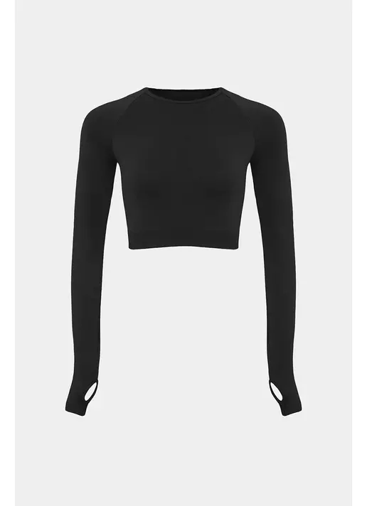 Укорочений кроп-топ FLEX LONGSLEEVE ACTIVE (чорний)