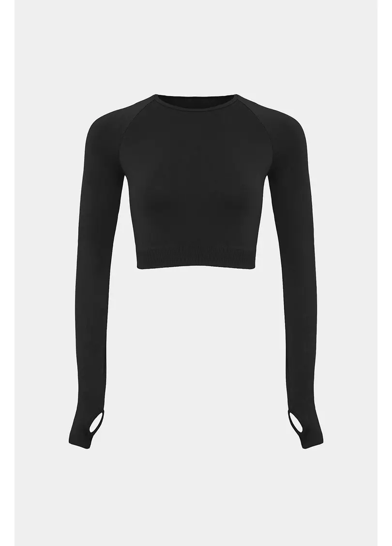 Укорочений кроп-топ FLEX LONGSLEEVE ACTIVE (чорний)