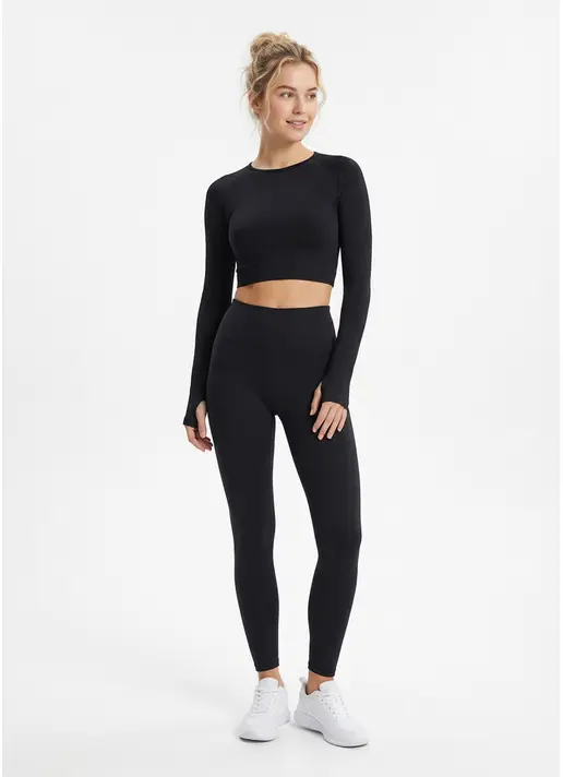 Укороченный кроп-топ FLEX LONGSLEEVE ACTIVE black (черный)