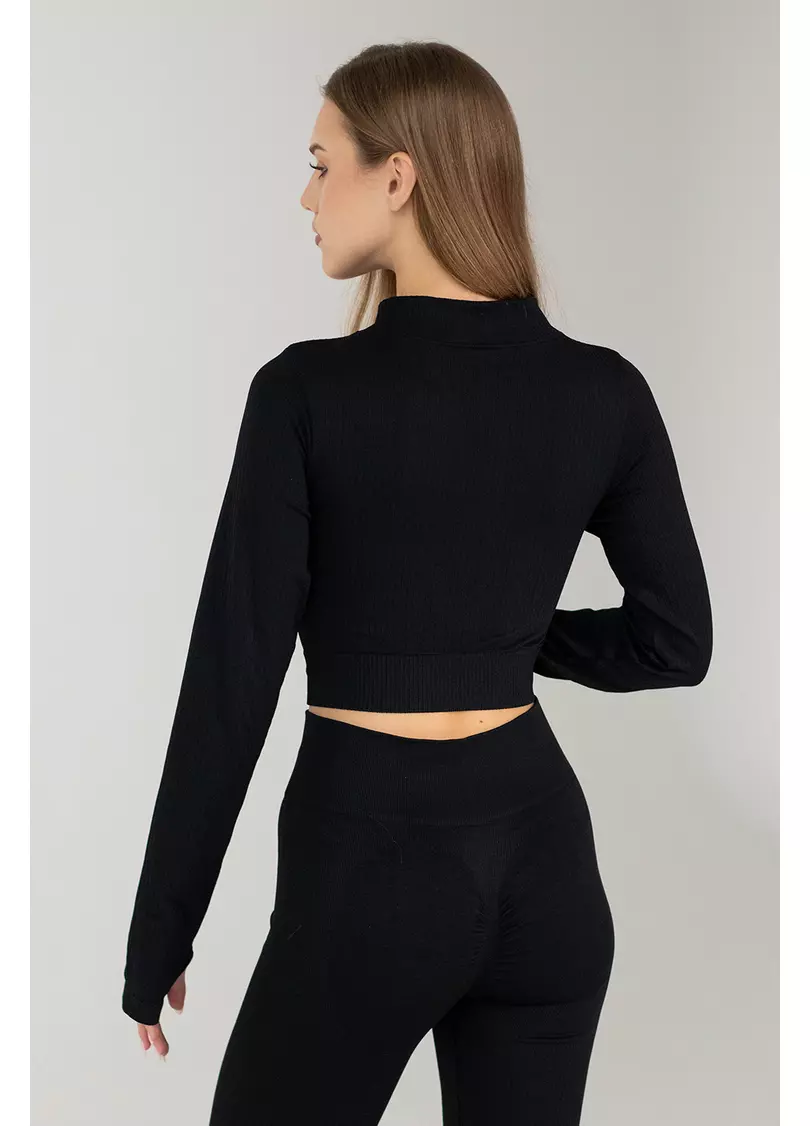 Кроп-лонг на блискавці FLEX TOP Zip-Up Active (чорний)