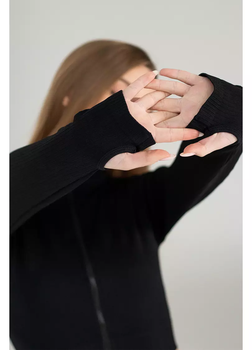 Кроп-лонг на блискавці FLEX TOP Zip-Up Active (чорний)