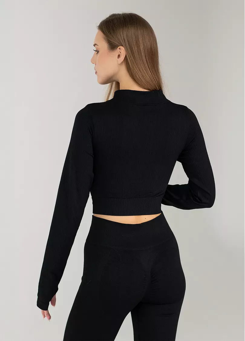 Кроп-лонг на блискавці FLEX TOP Zip-Up Active black (чорний)