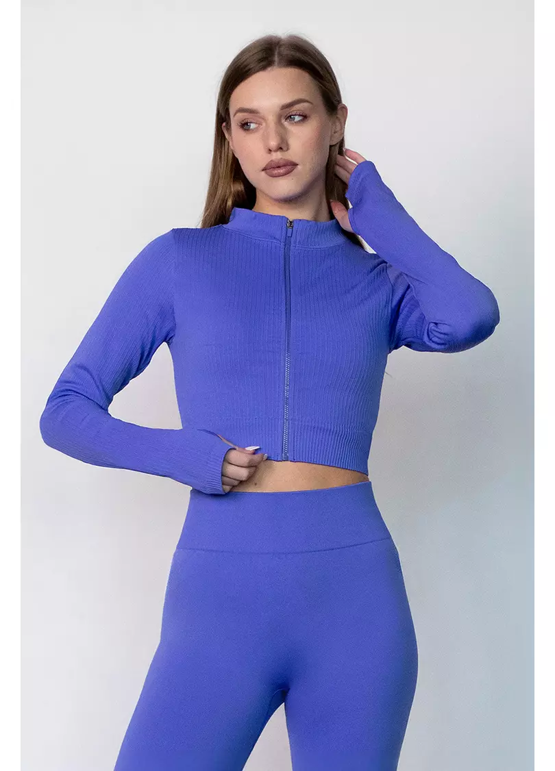 Кроп-лонг на блискавці FLEX TOP Zip-Up Active (синій)