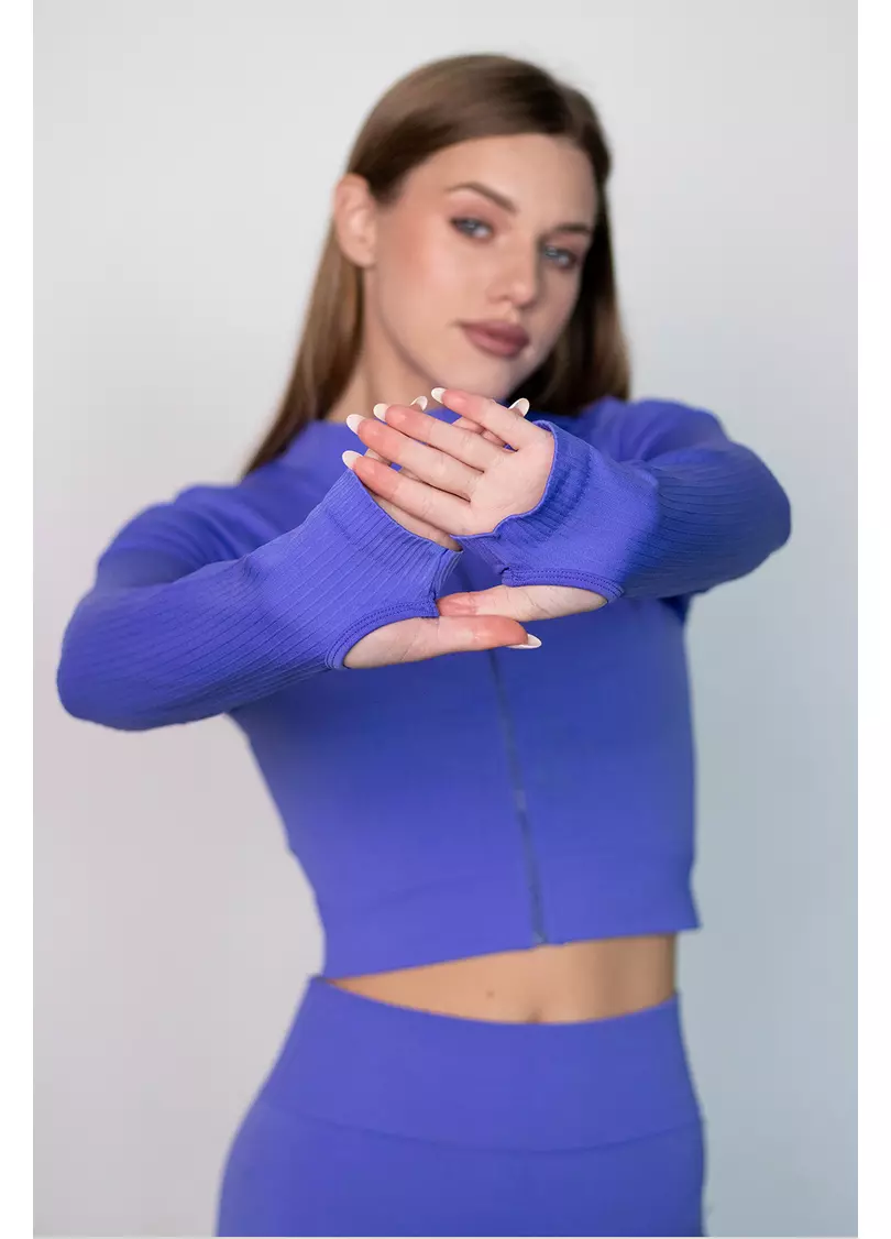 Кроп-лонг на блискавці FLEX TOP Zip-Up Active (синій)