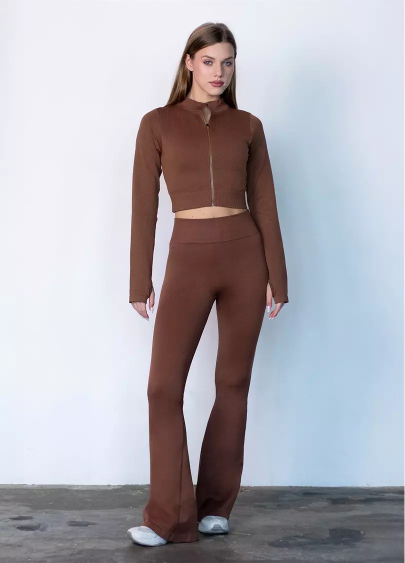 Кроп-лонг на блискавці FLEX TOP Zip-Up Active coffee (коричневий)