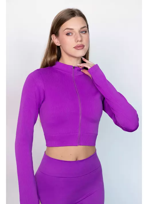Кроп-лонг на блискавці FLEX TOP Zip-Up Active (фіолетовий)