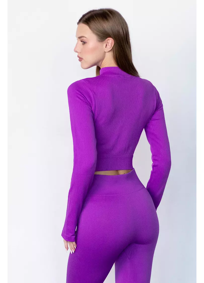 Кроп-лонг на блискавці FLEX TOP Zip-Up Active (фіолетовий)